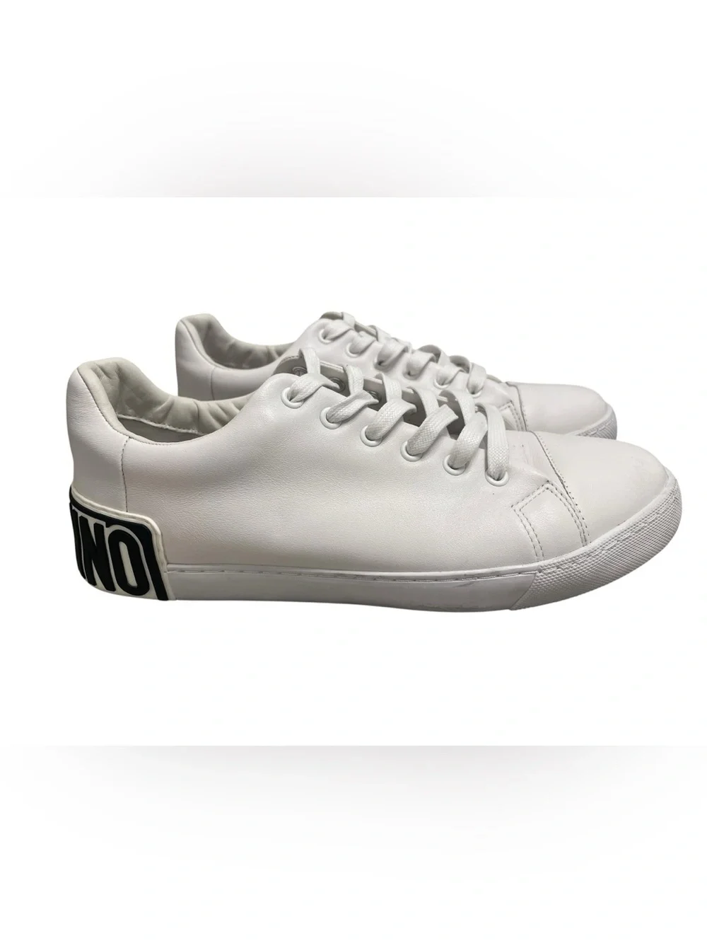 Moschino Couture Milano Men's White Leather Large Logo Sneakers EU 43 US 10